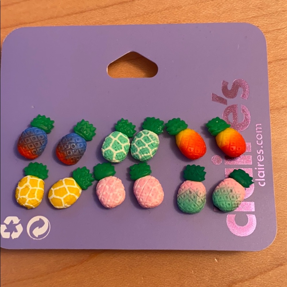 Set of pineapple earrings from Claire’s